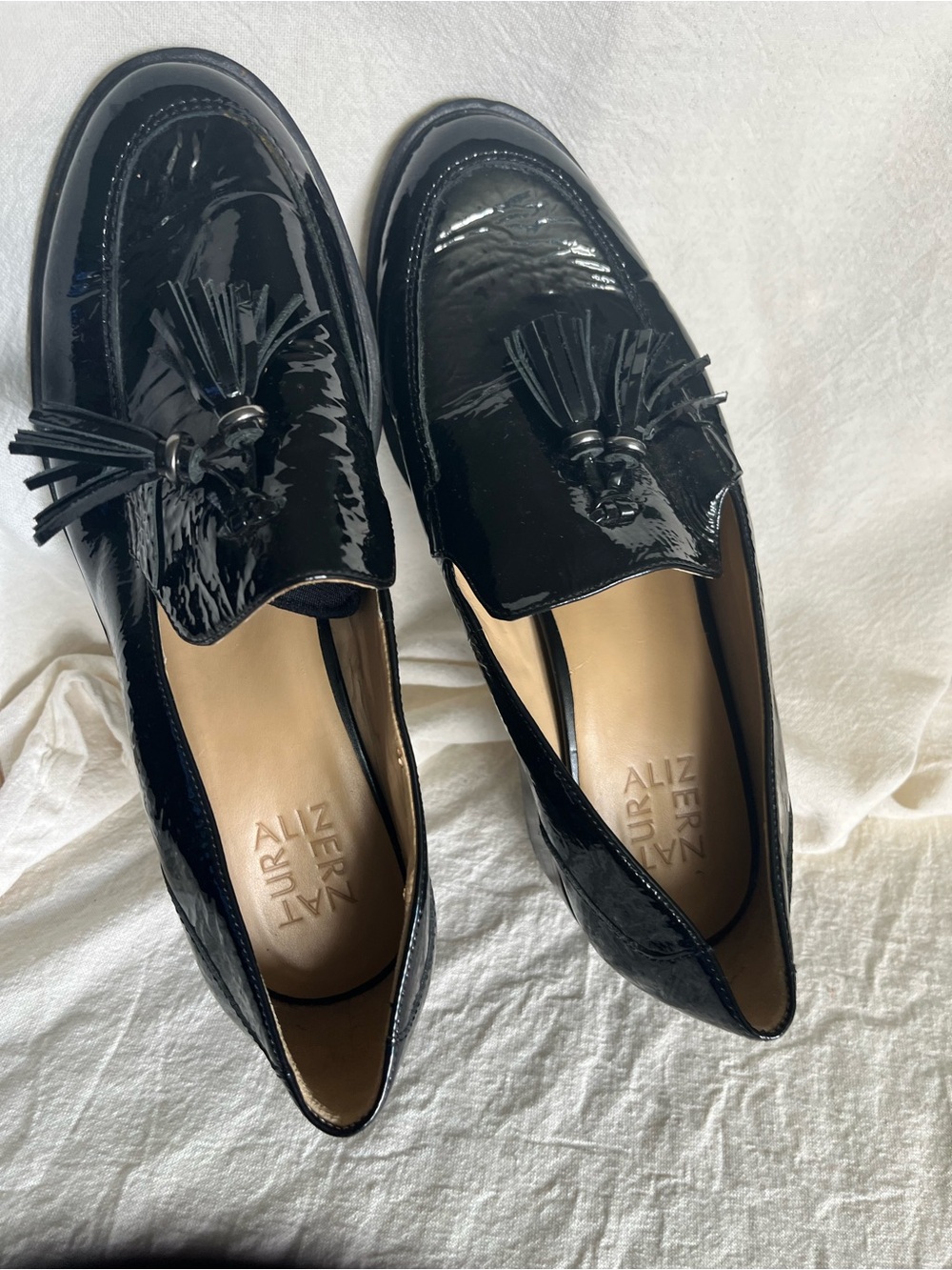 Naturalizer Black Patent Tassel Loafers for Women